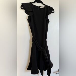 NWOT LOFT Black Dress with Ruffle Hem Details | Size 0